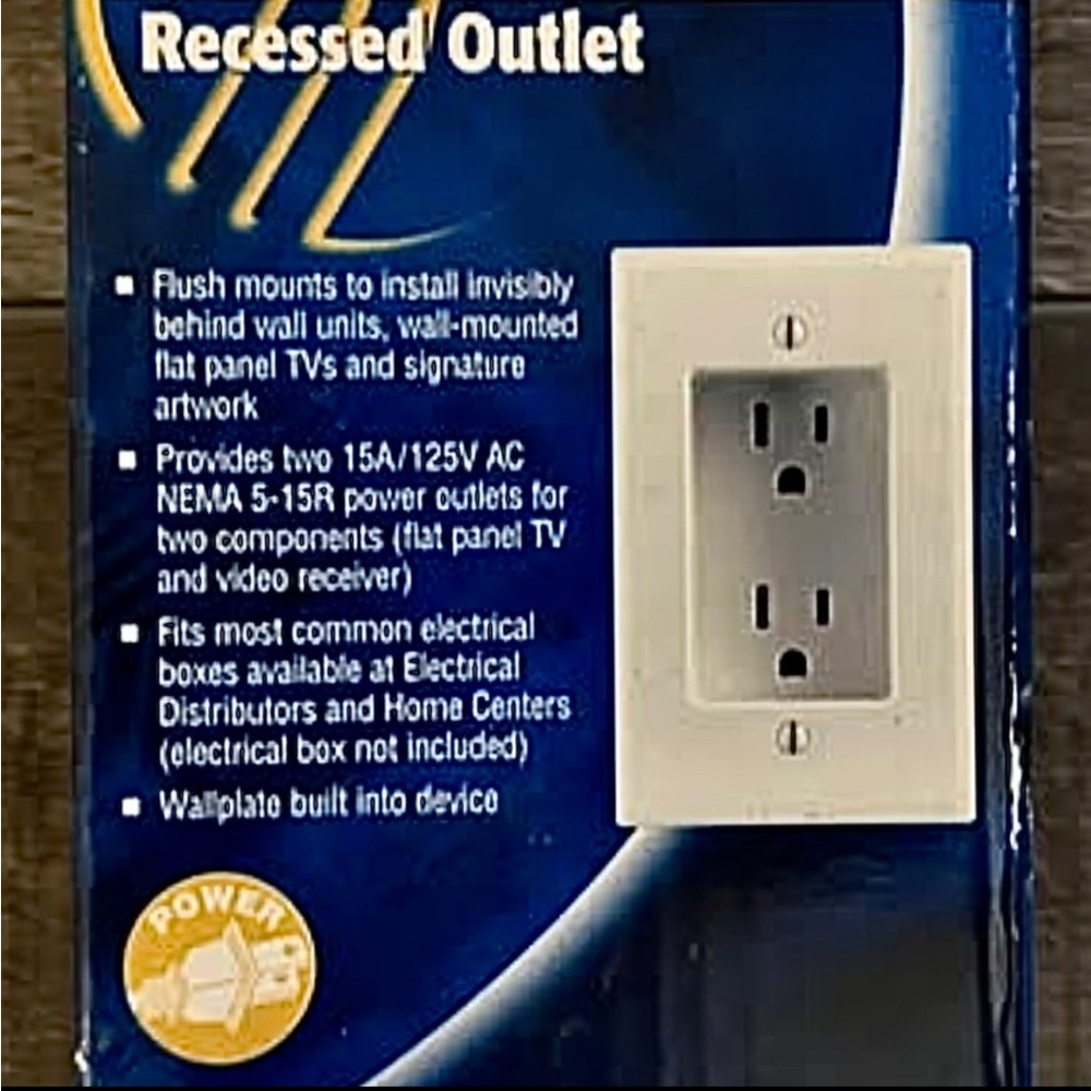 New White Leviton Recessed Wall Outlet with Built-in Wallplate & Screws